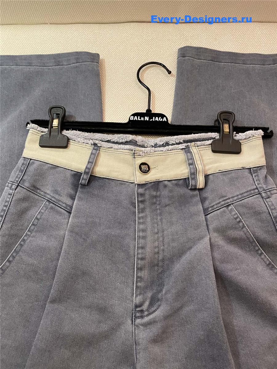 A1exa*der wang grey raw-edge jeans