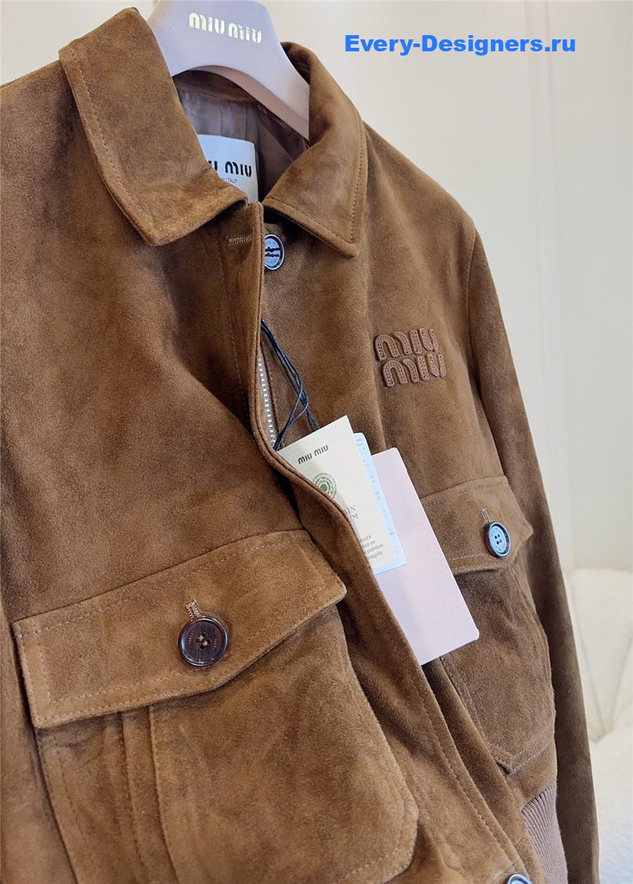 Miu Miu Cinnamon Suede Blouson Jacket