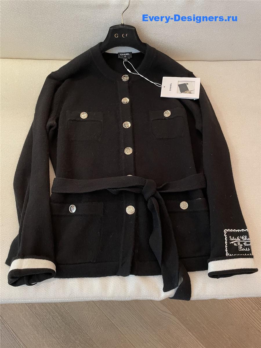 Ch**el black belted cashmere cardigan