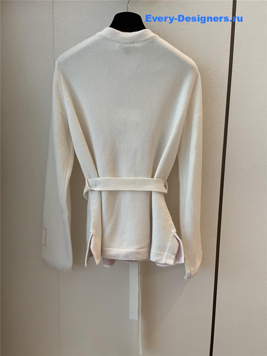 Ch**el white belted cashmere cardigan