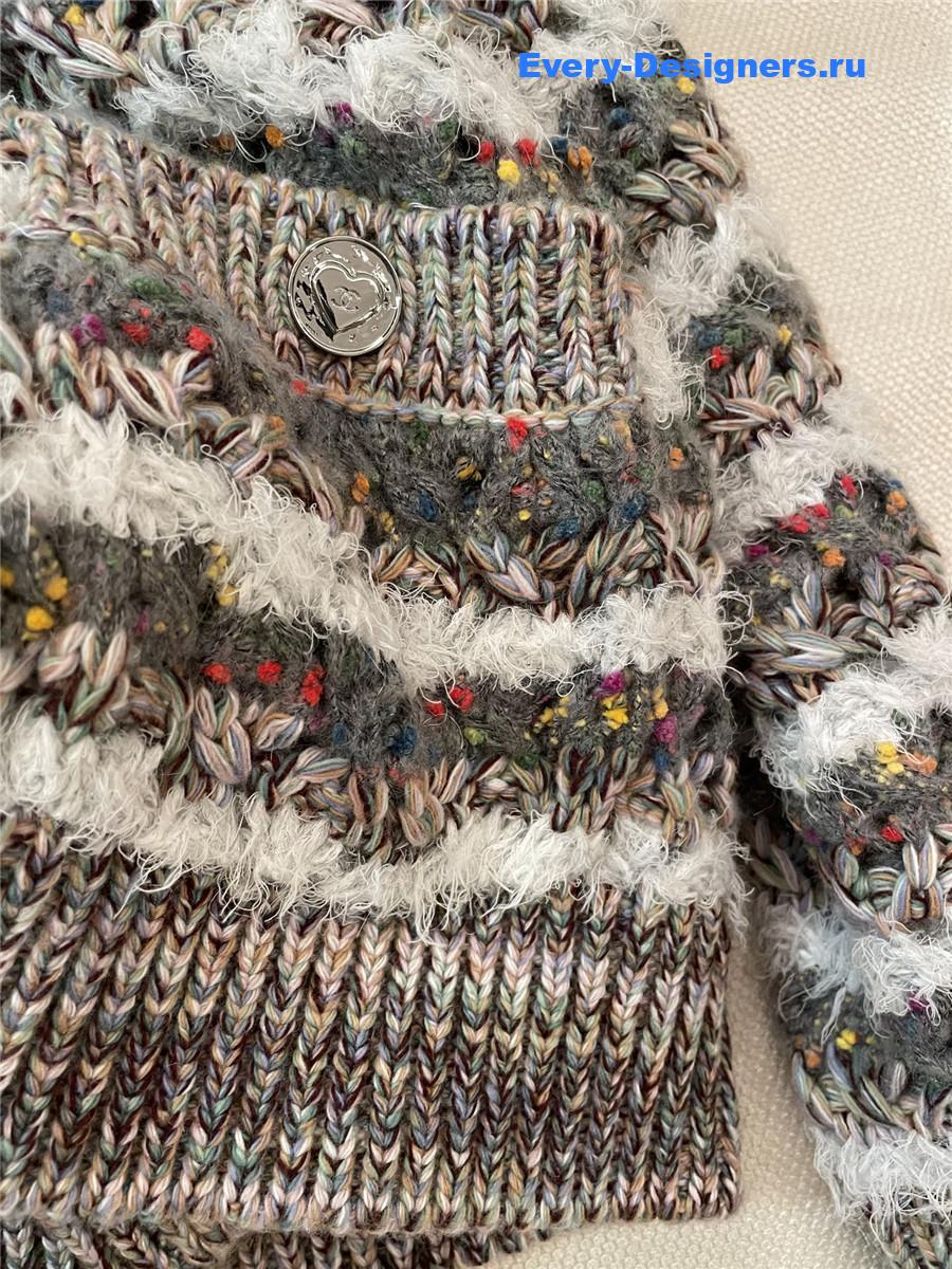 Ch**el v-neck colorful striped knitted cardigan