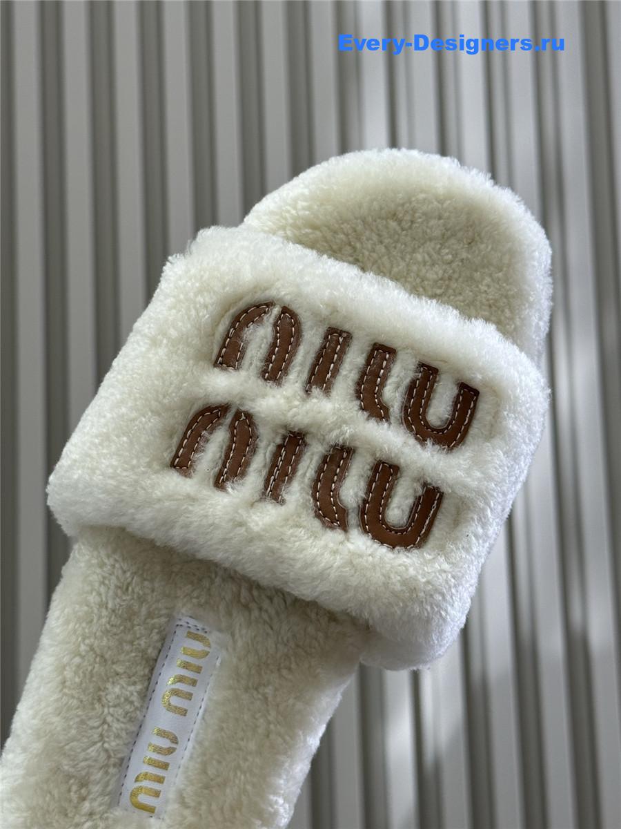 Miu Miu Beige Wool Slippers