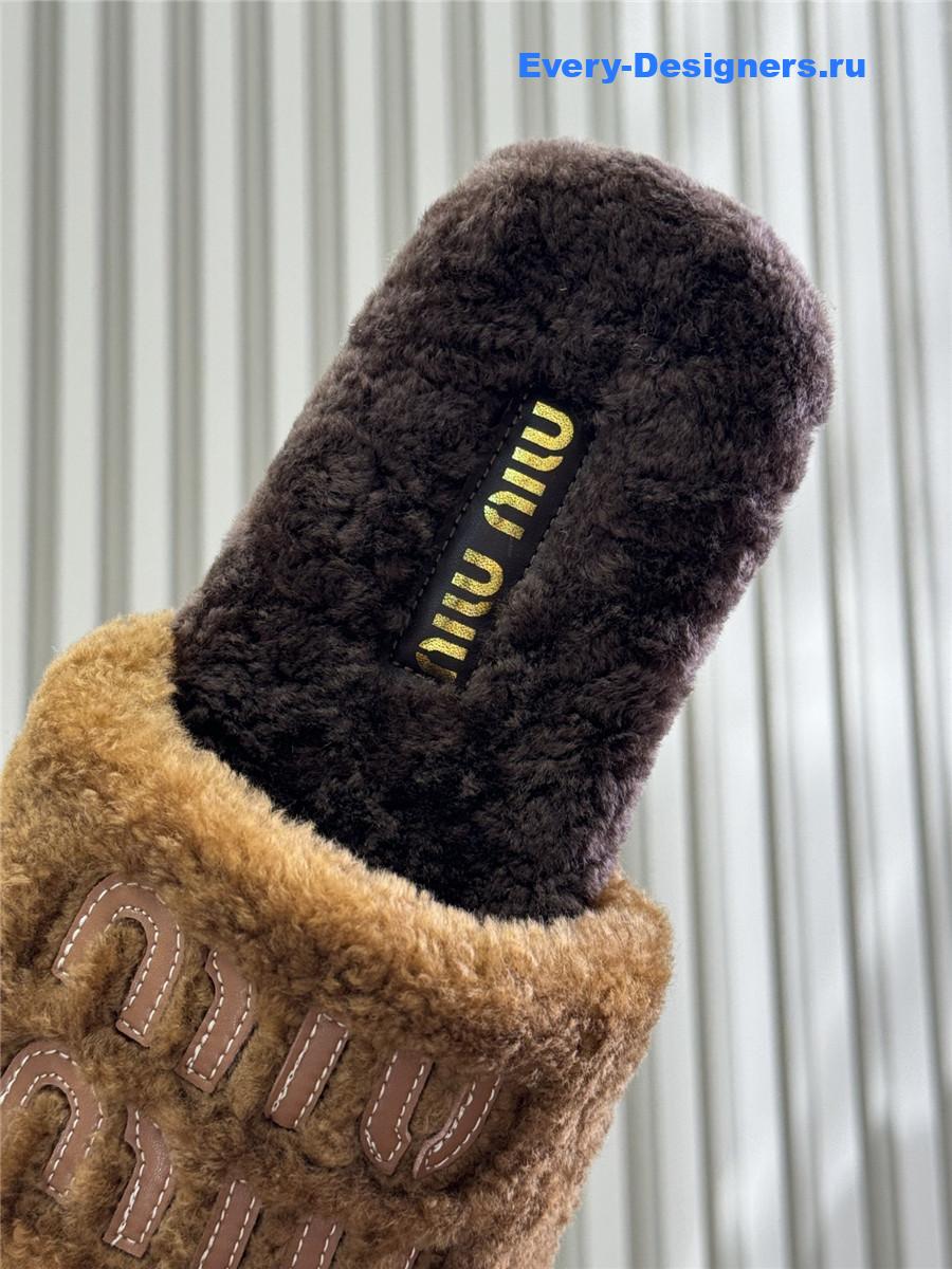 Miu Miu Brown Wool Slippers