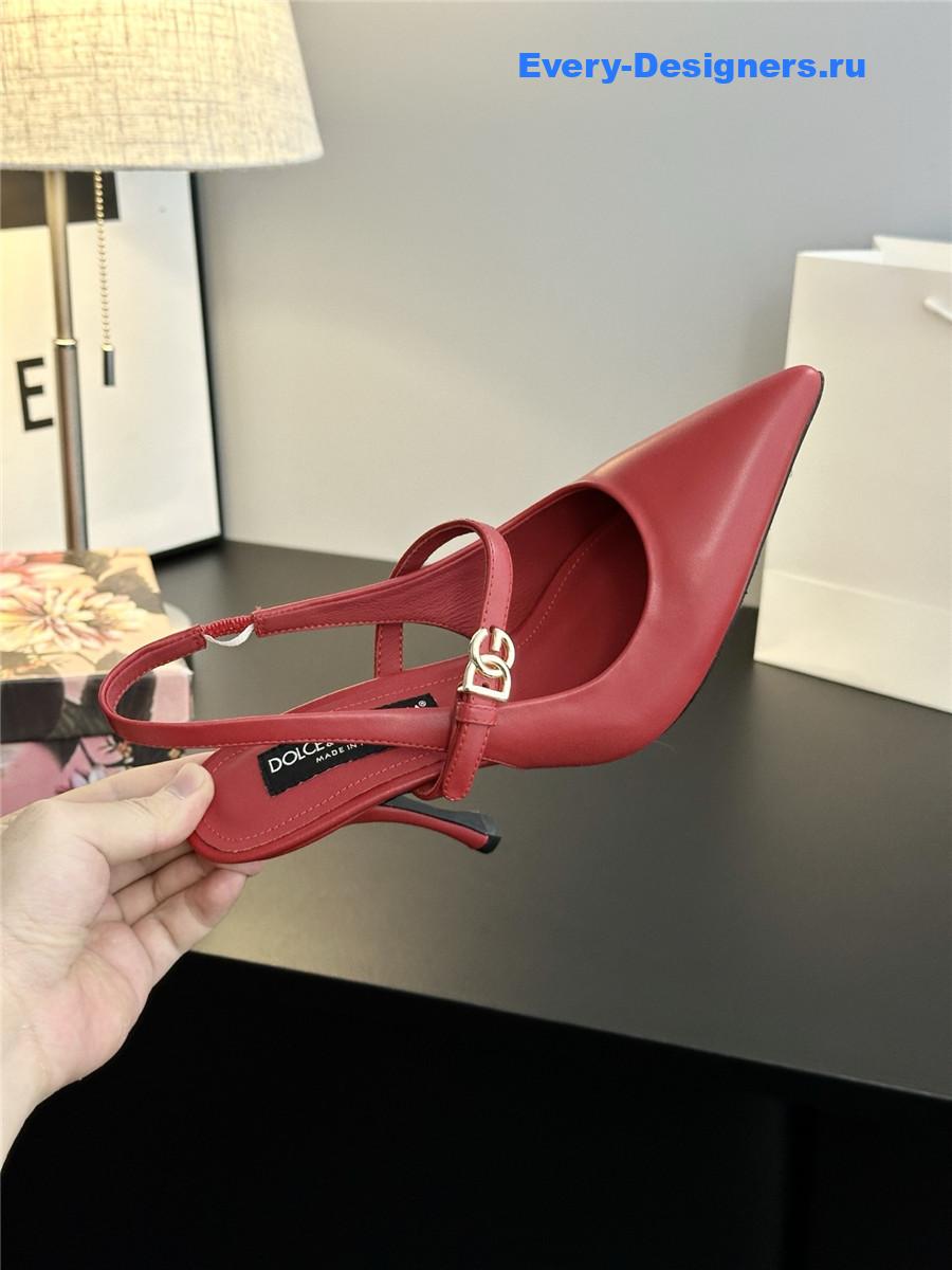 Dolce & Gabbana Embellished burgundy leather slingback pumps