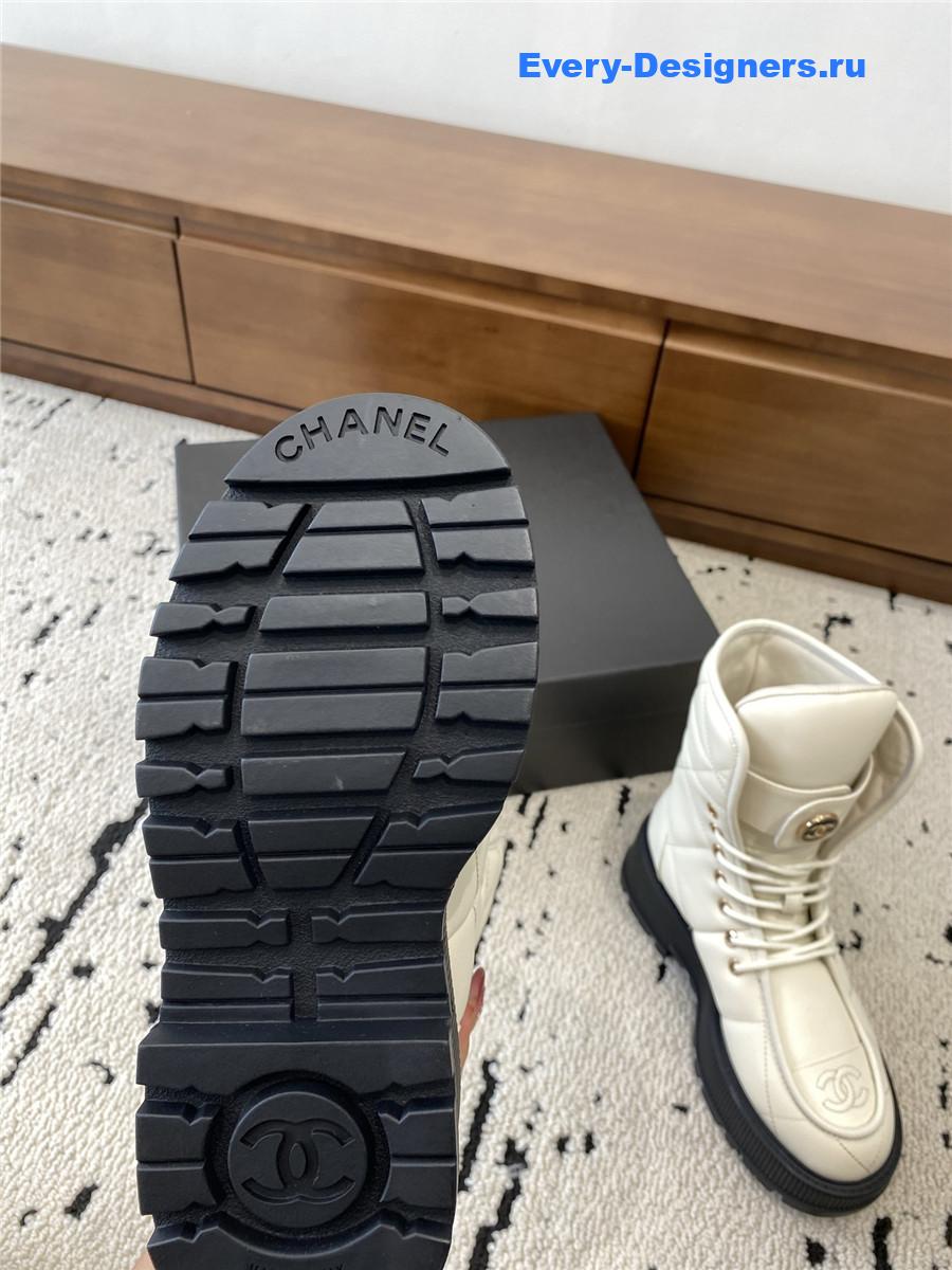 Ch**el white platform cowhide ankle boots