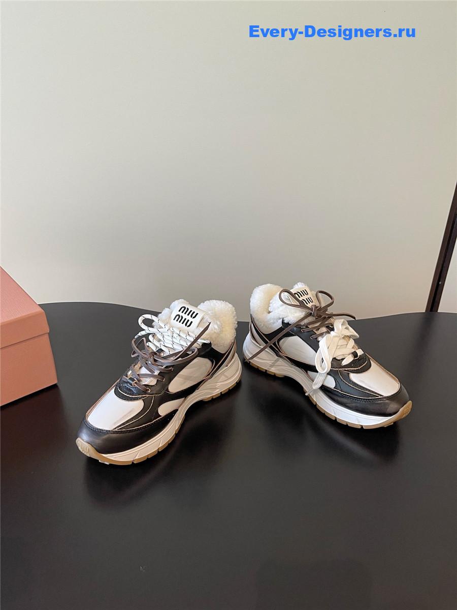 Miu Miu Platform Wool Sneakers