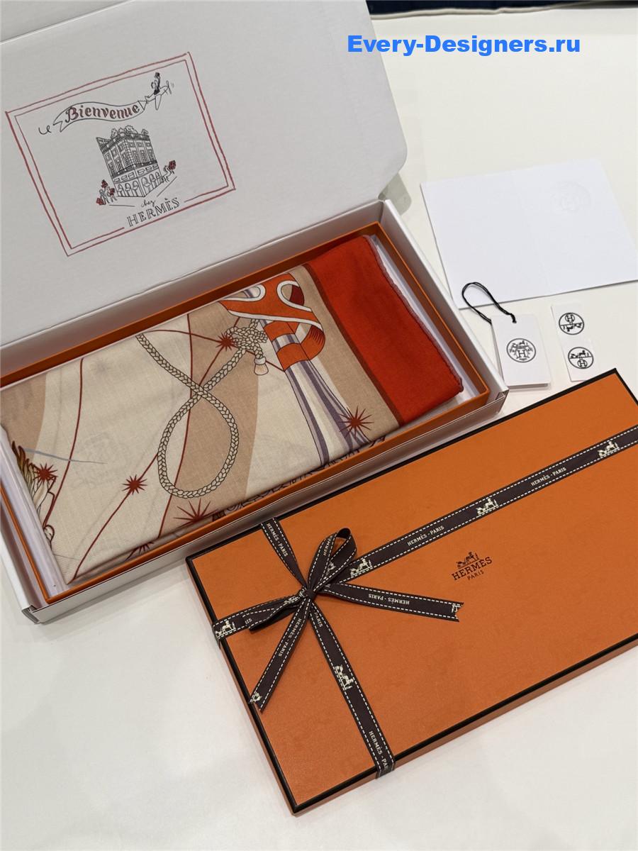 H**me5 orange cashmere silk scarf