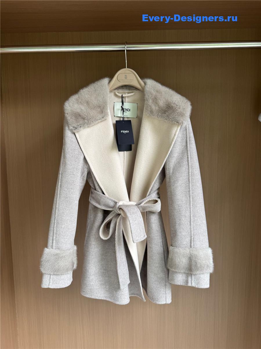 F**di grey mink cashmere coat