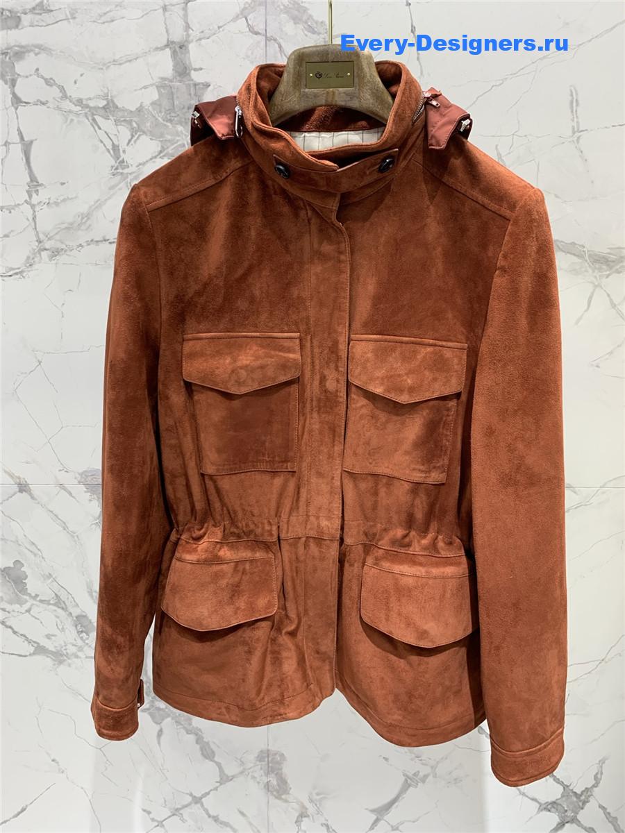 L0r0 P1ana iconic mini suede traveler coat