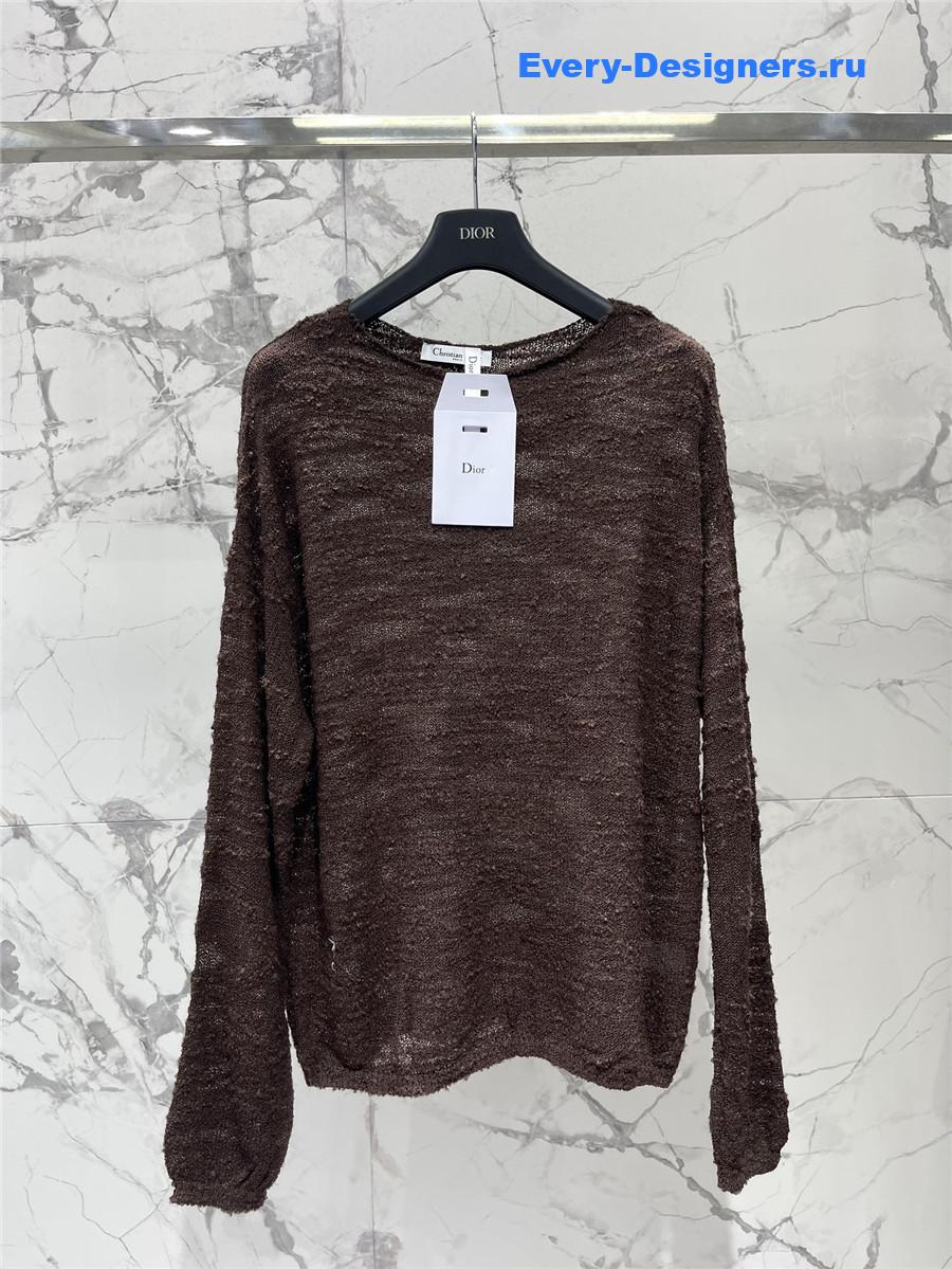 D10r loose brown long-sleeved knit top