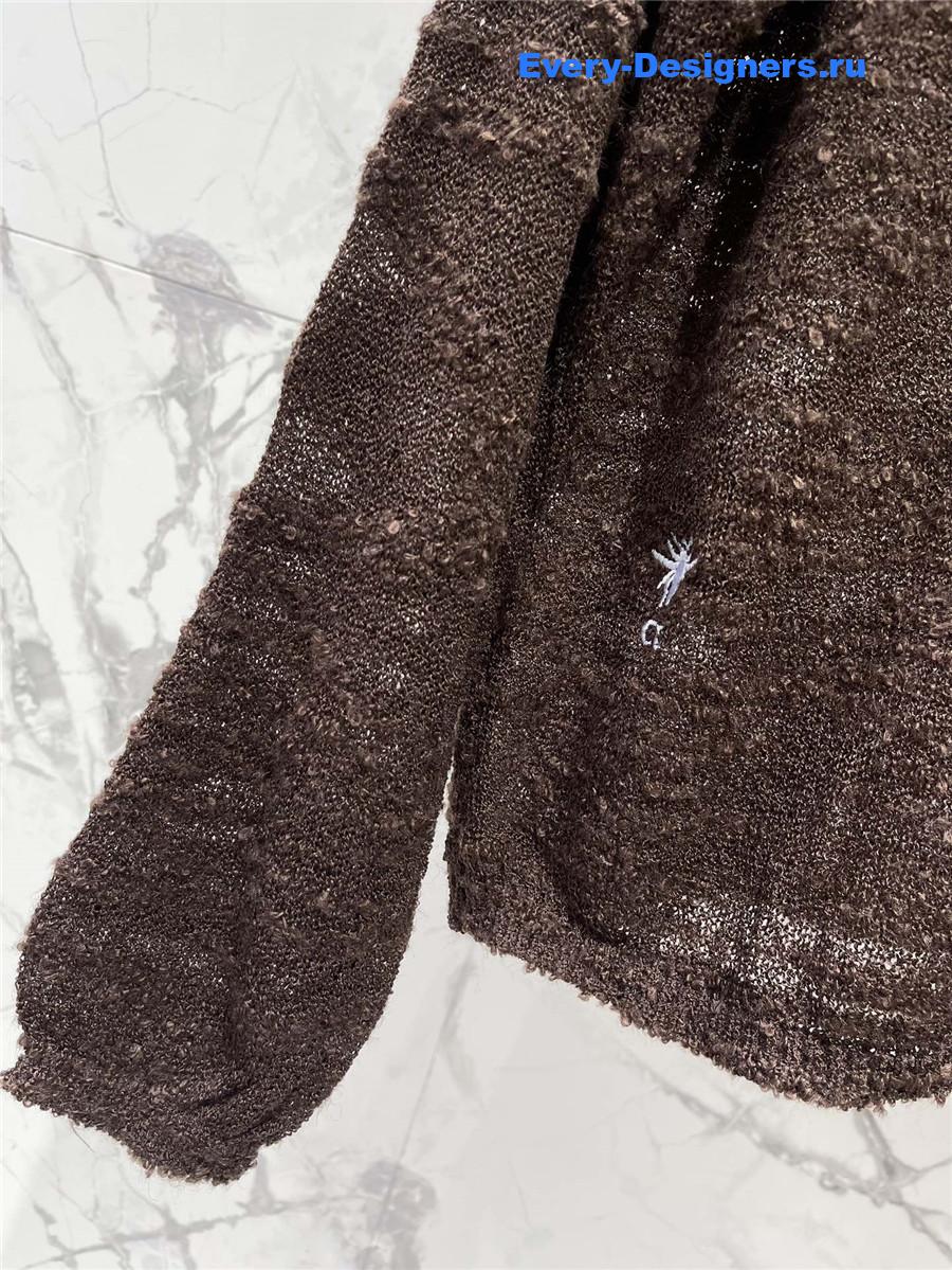 D10r loose brown long-sleeved knit top