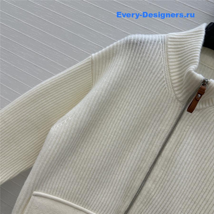 H**me5 cardigan zip winter white sweater