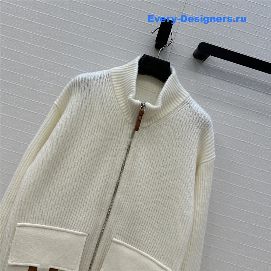 H**me5 cardigan zip winter white sweater