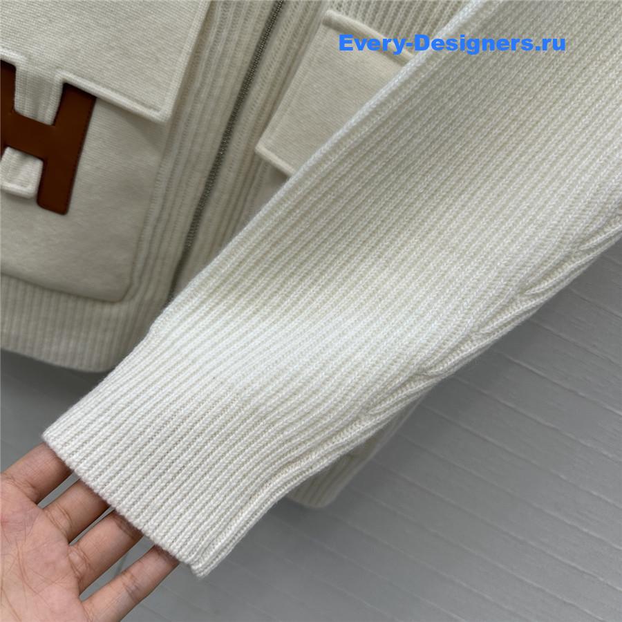 H**me5 cardigan zip winter white sweater
