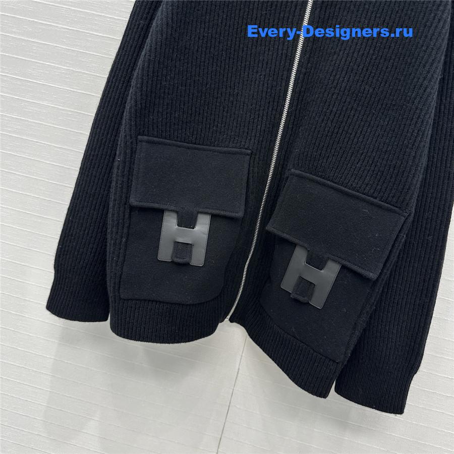 H**me5 cardigan zip winter black sweater