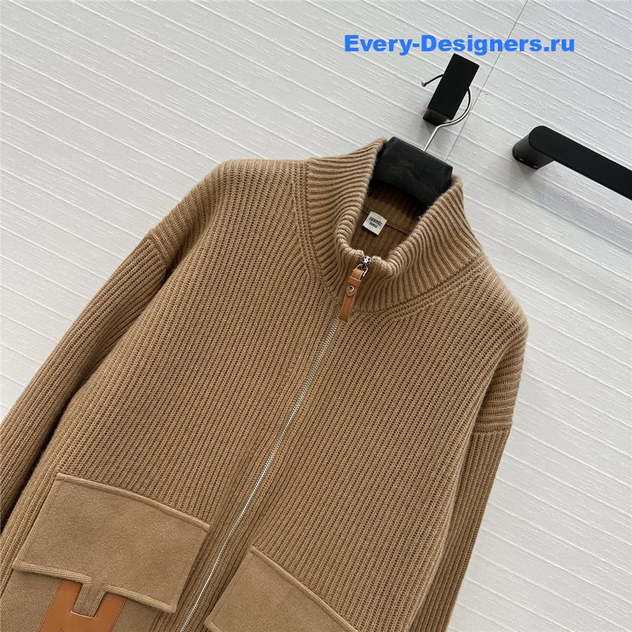 H**me5 cardigan zip winter brown sweater