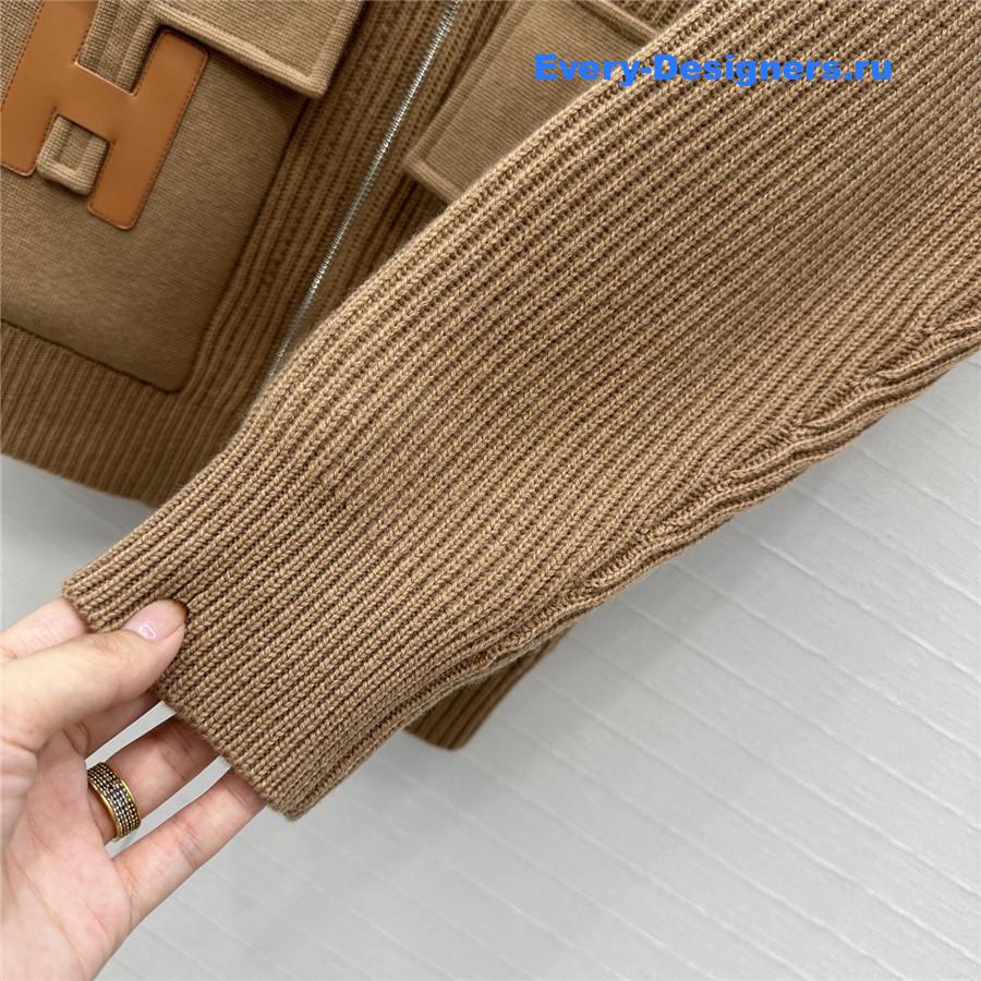 H**me5 cardigan zip winter brown sweater