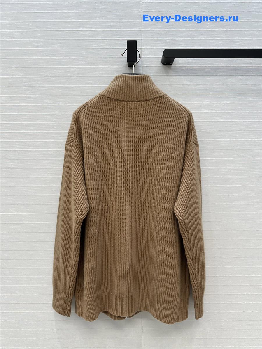 H**me5 cardigan zip winter brown sweater