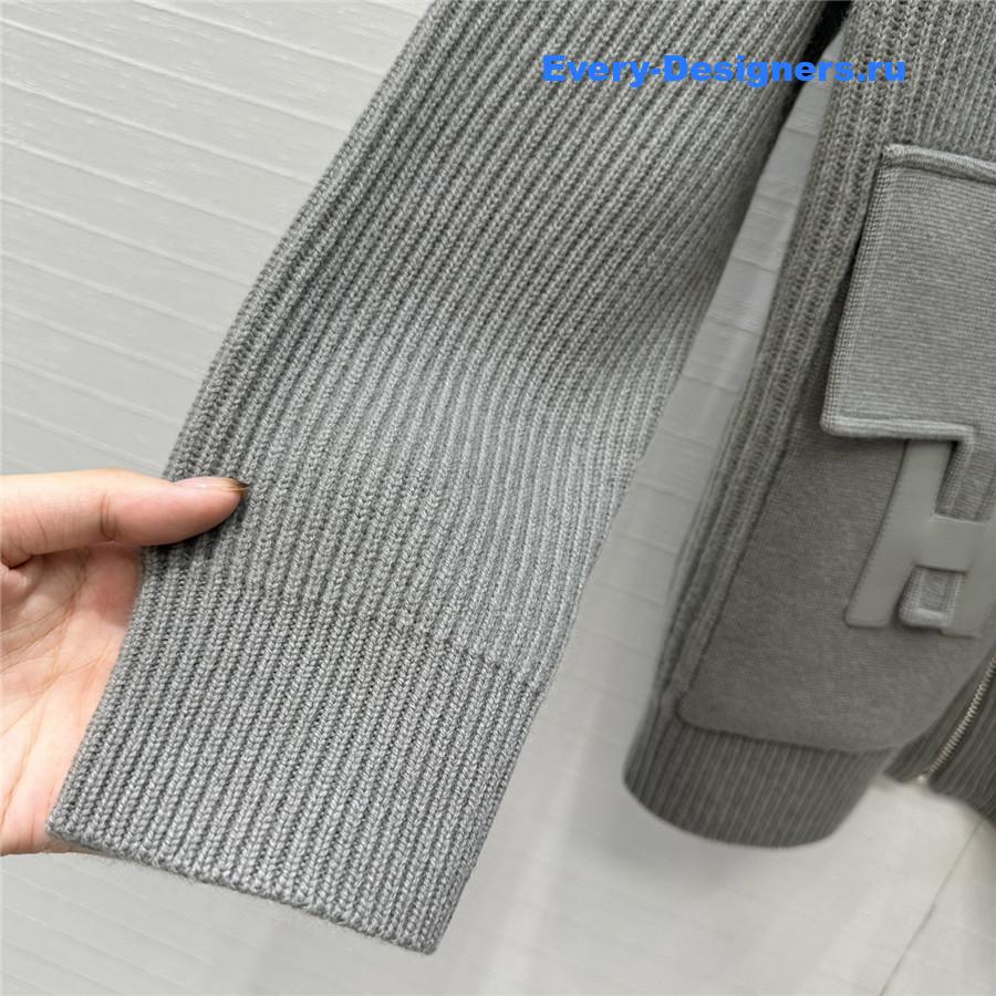 H**me5 cardigan zip winter grey sweater