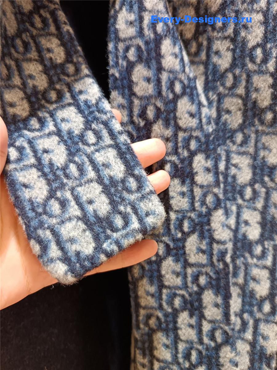 D10r navy blue oblique print hooded coat