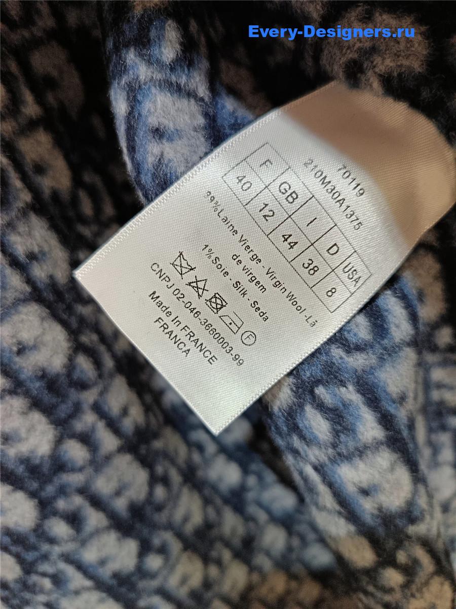 D10r navy blue oblique print hooded coat