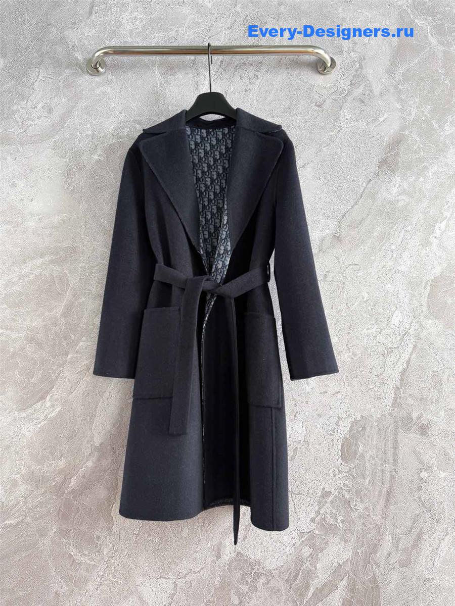 D10r dark grey oblique print hooded coat