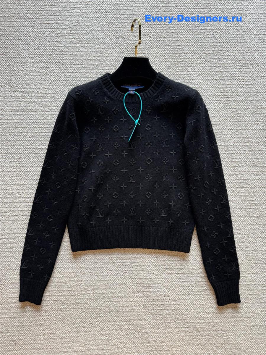 l0vis Vvtt0n black monogram embellished wool crewneck