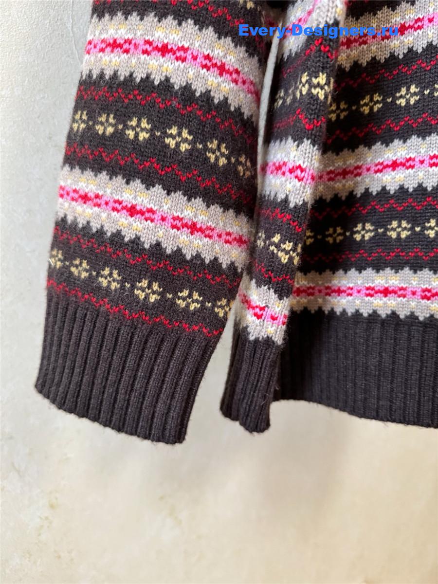 Miu Miu Striped Cotton Polo Shirt Sweaters