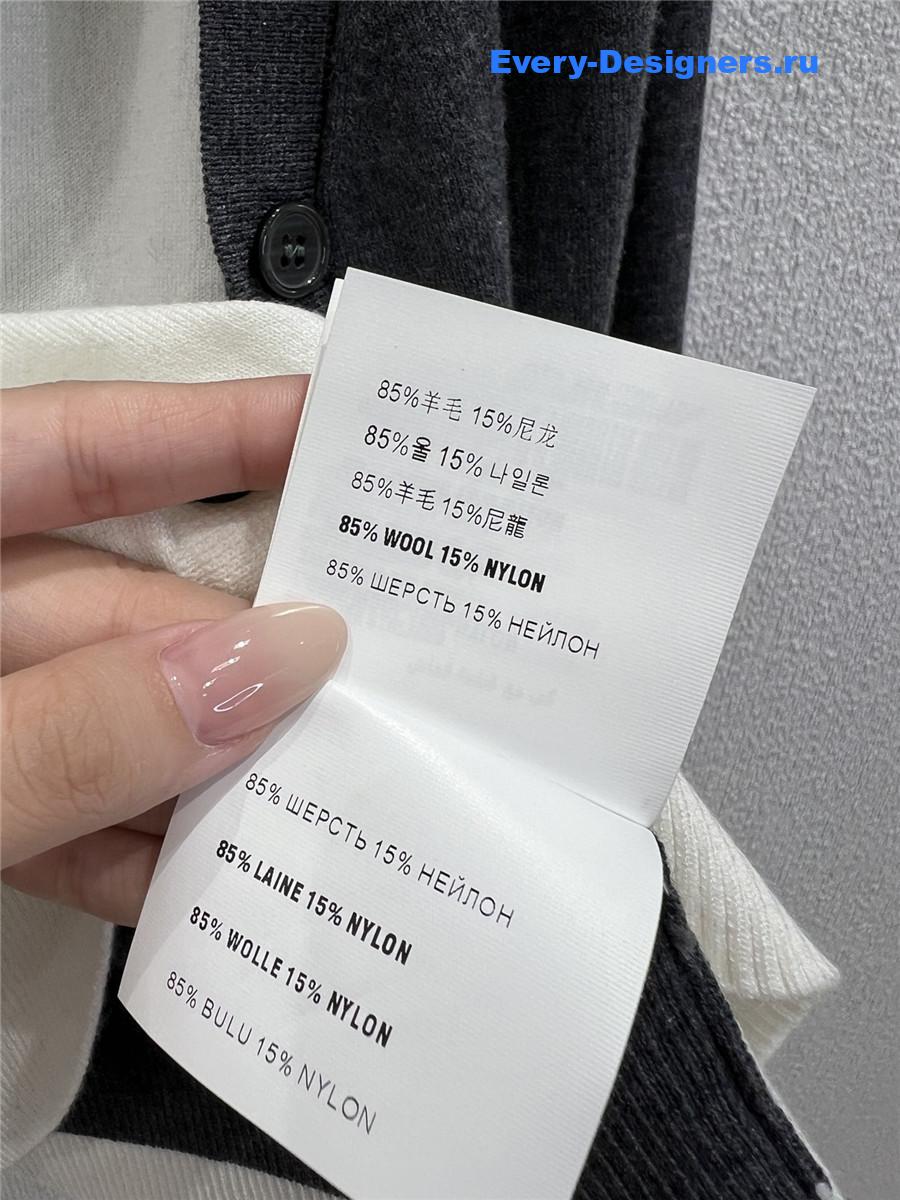 Pra*a grey/white v-neck cotton cardigan