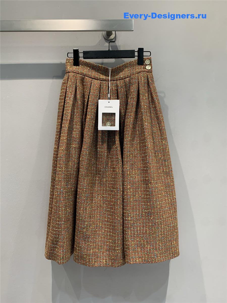 Ch**el vintage check tweed skirt