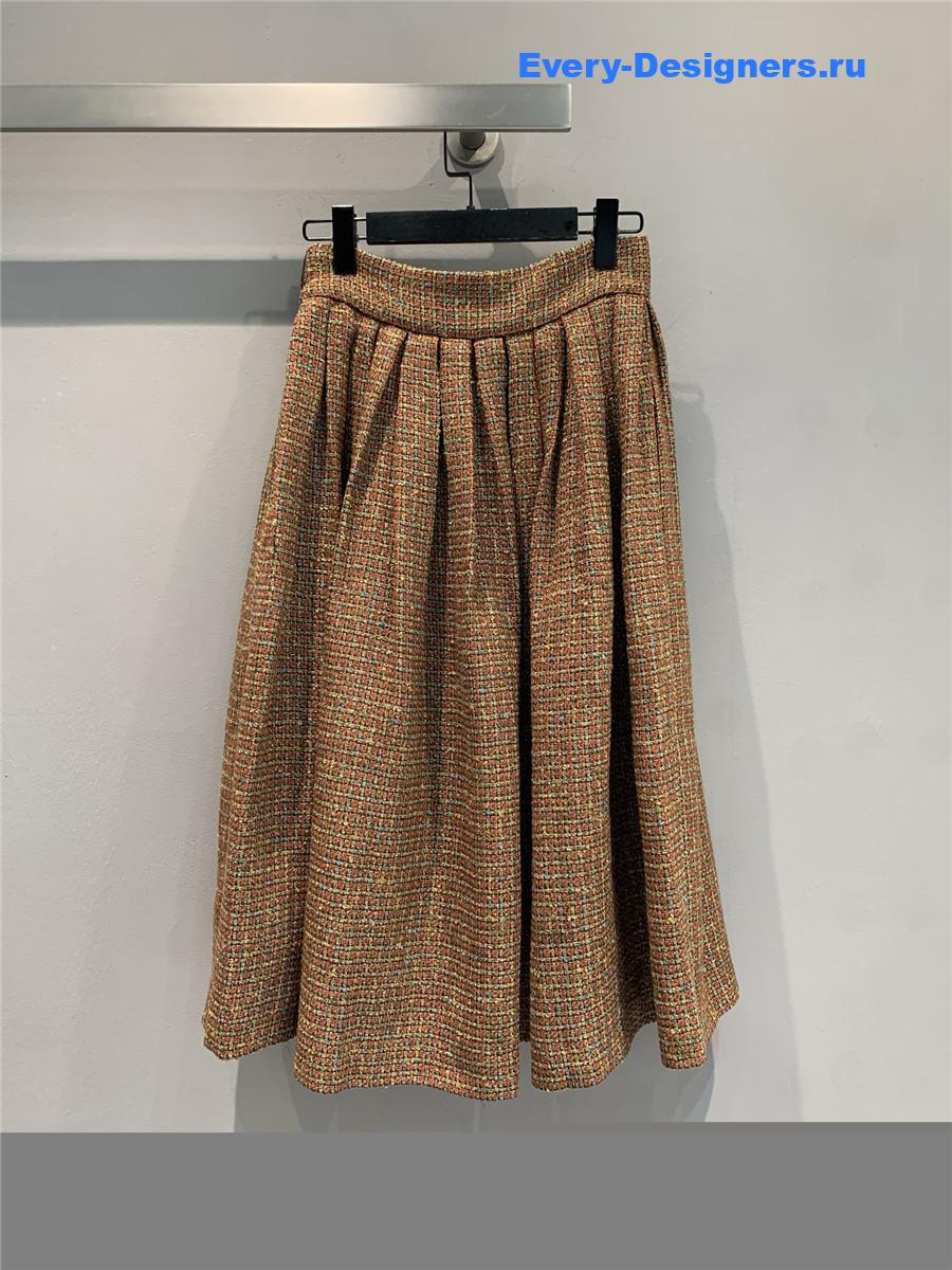 Ch**el vintage check tweed skirt