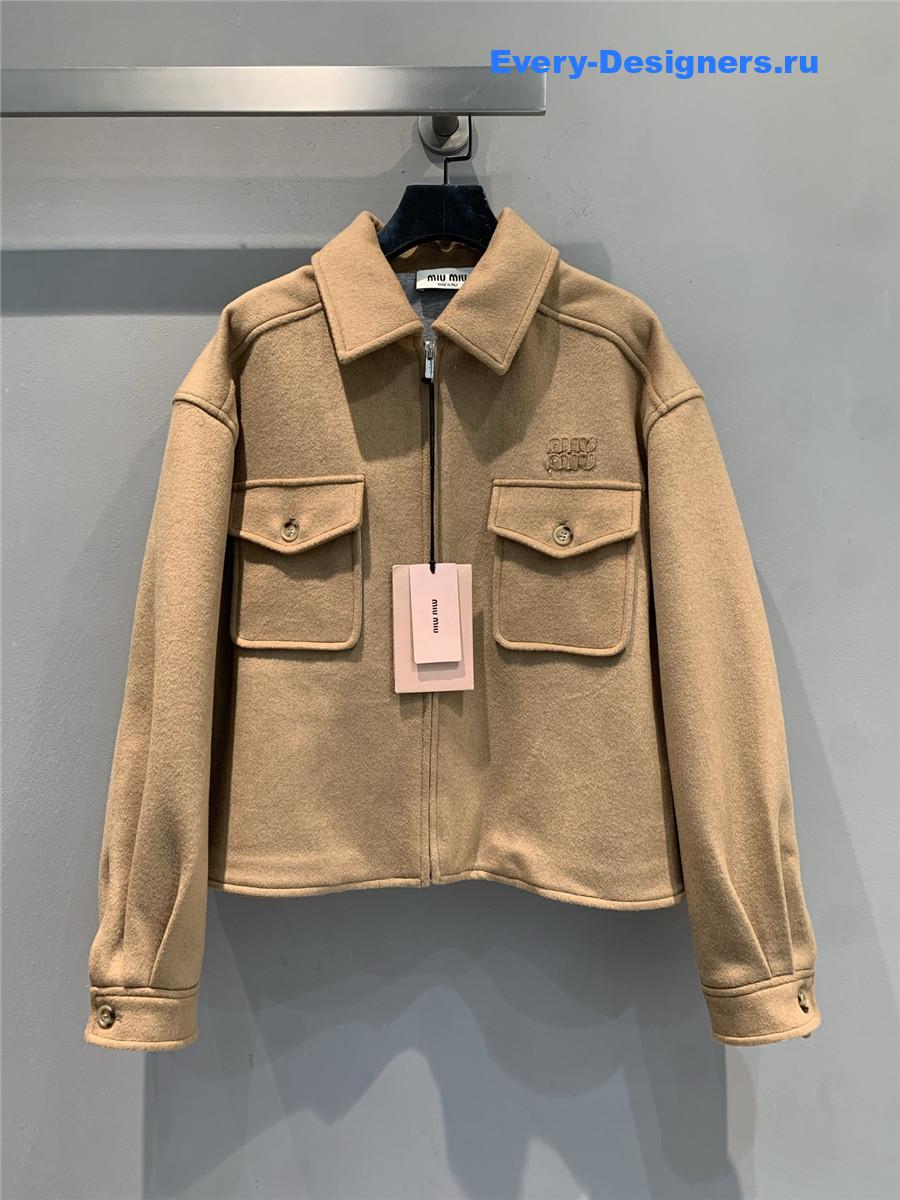 Miu Miu Camel Brown Bonded Camel Hair Blouson Jacket