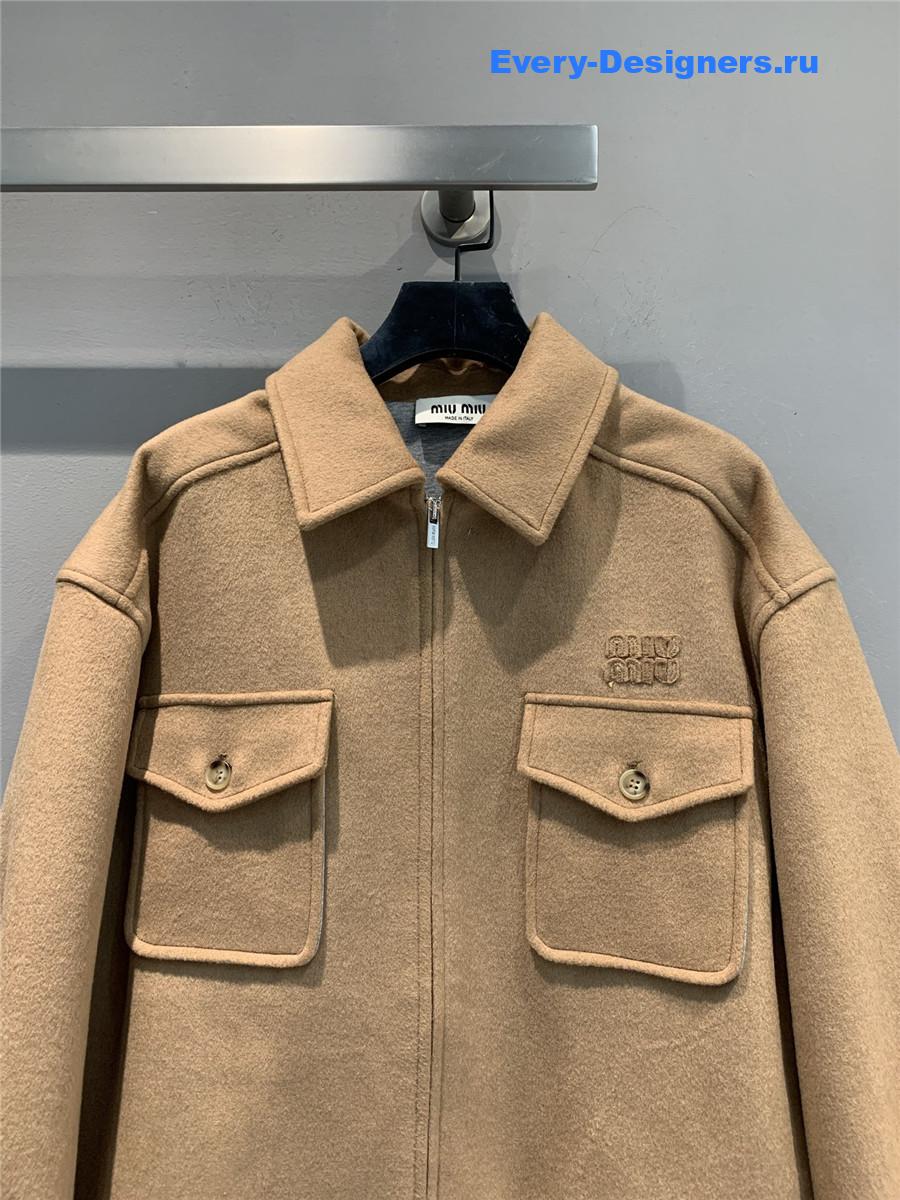 Miu Miu Camel Brown Bonded Camel Hair Blouson Jacket