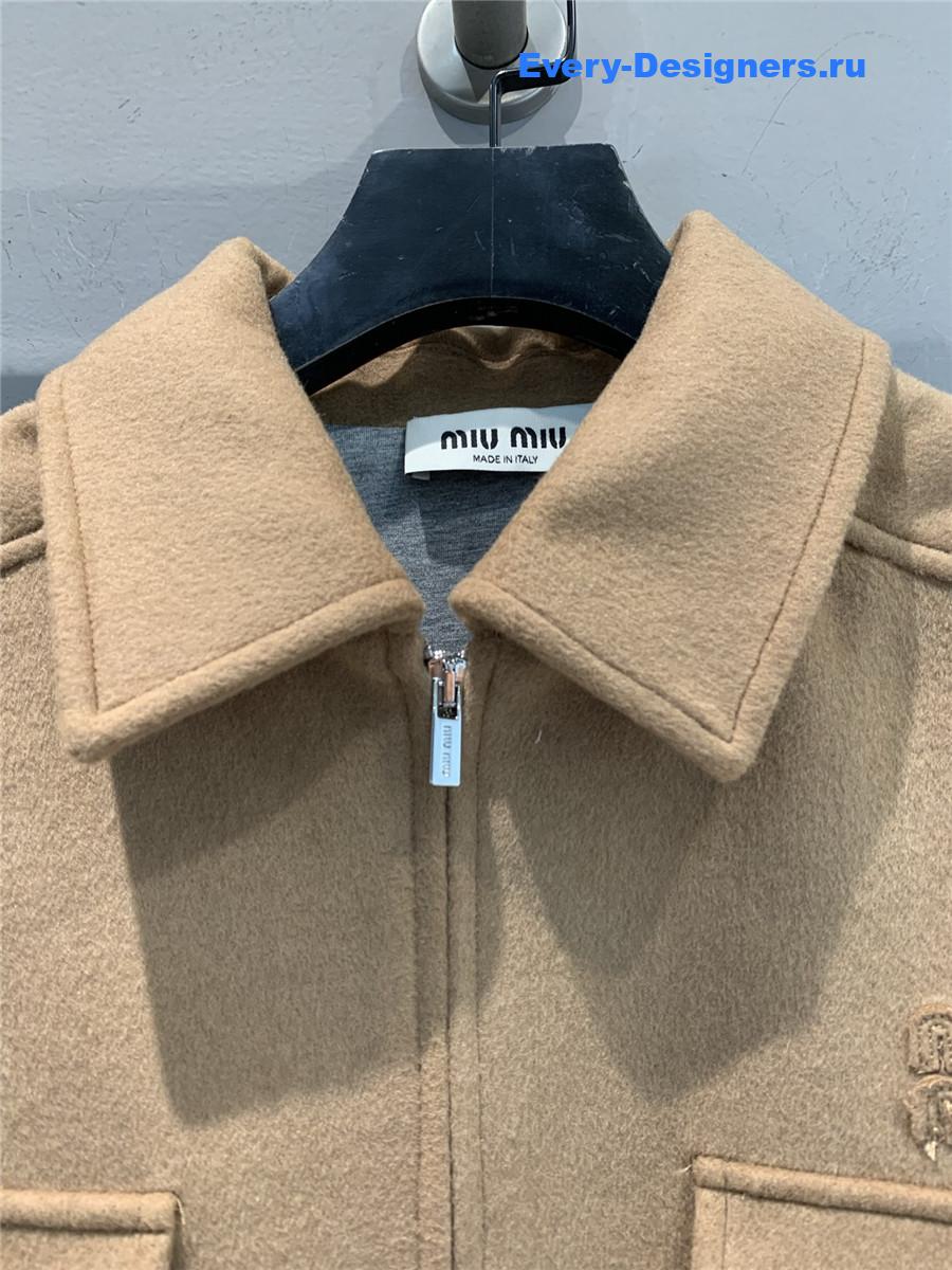 Miu Miu Camel Brown Bonded Camel Hair Blouson Jacket