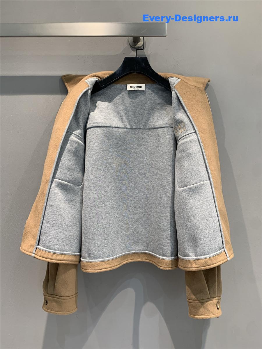 Miu Miu Camel Brown Bonded Camel Hair Blouson Jacket