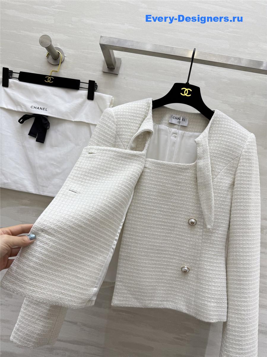 Ch**el lace-up wool-woven soft tweed coat