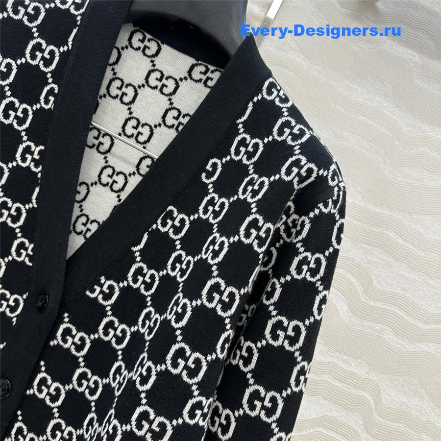 Gvc*1 reversible logo-jacquard wool-blend cardigan