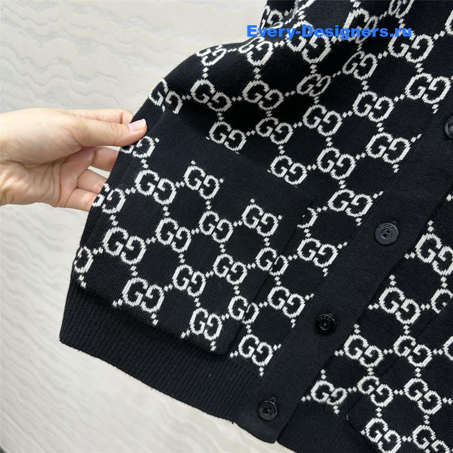 Gvc*1 reversible logo-jacquard wool-blend cardigan