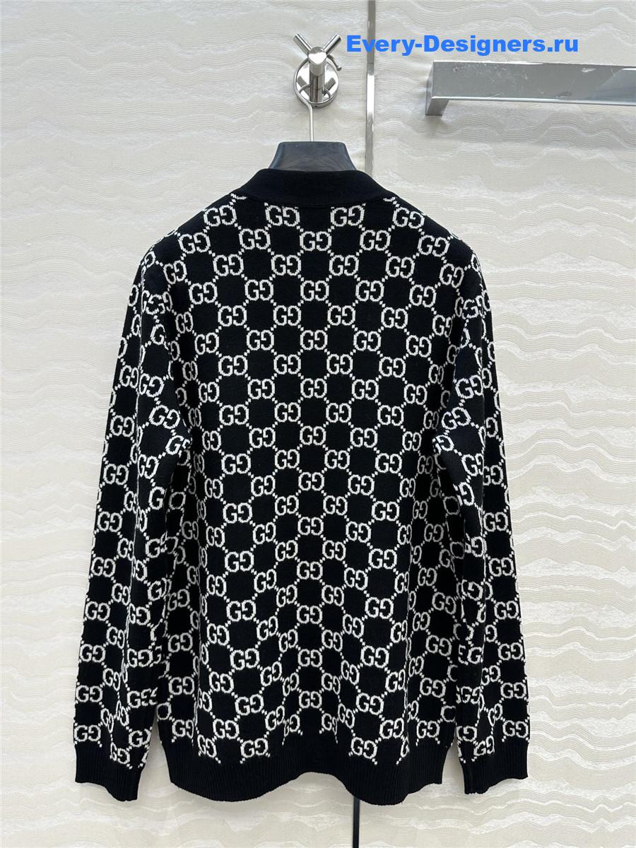 Gvc*1 reversible logo-jacquard wool-blend cardigan