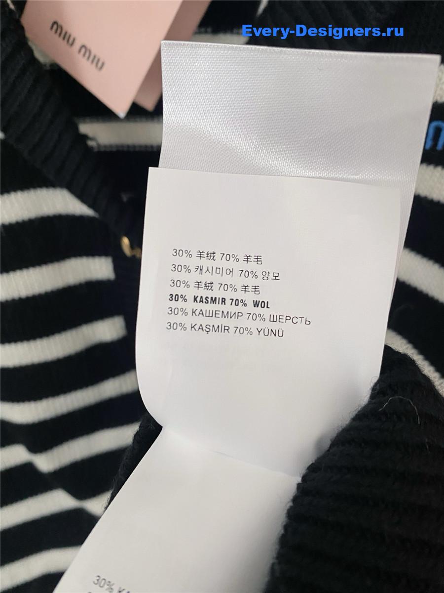 Miu Miu Black And White Striped Cardigan