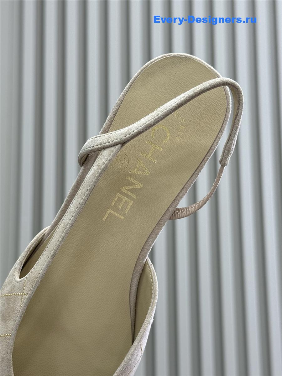 Ch**el suede cap toe cc slingback flats