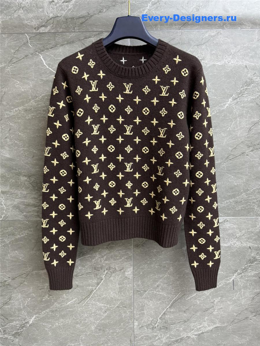 l0vis Vvtt0n brown 3d monogram knit pullover