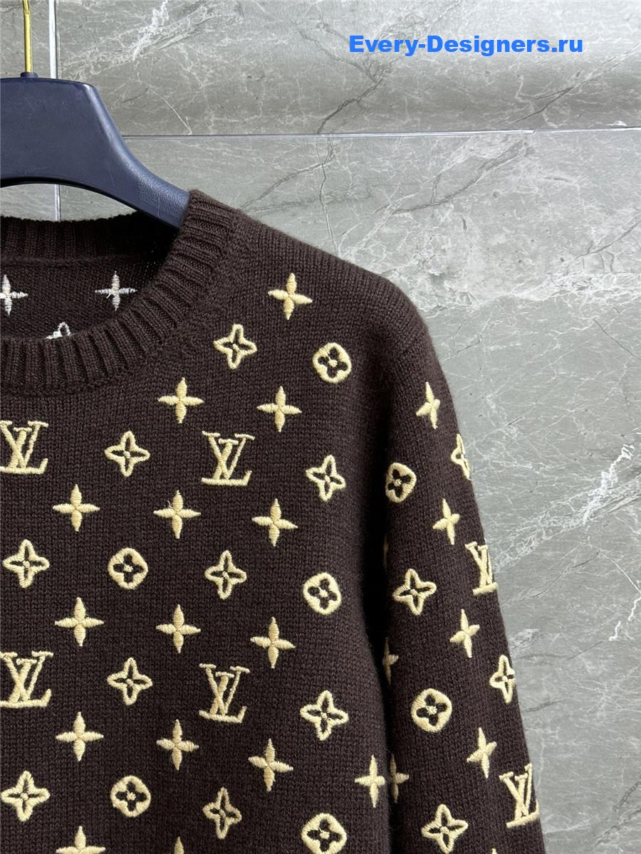 l0vis Vvtt0n brown 3d monogram knit pullover