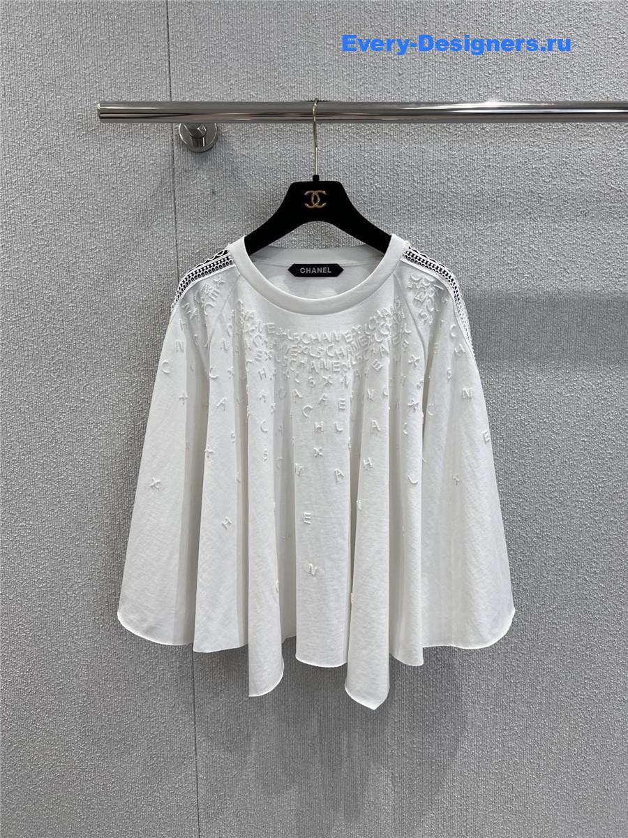 Ch**el logo beaded white cutout top