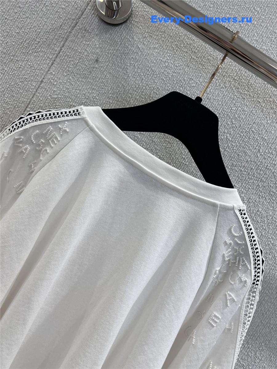 Ch**el logo beaded white cutout top