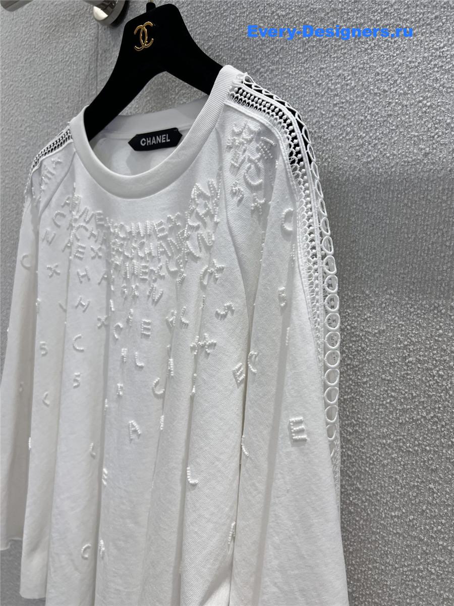 Ch**el logo beaded white cutout top