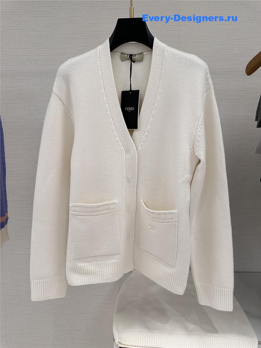 F**di v-neck white cashmere cardigan