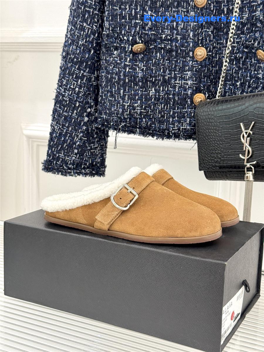 Alaia Brown Chrystie Shearling Mule