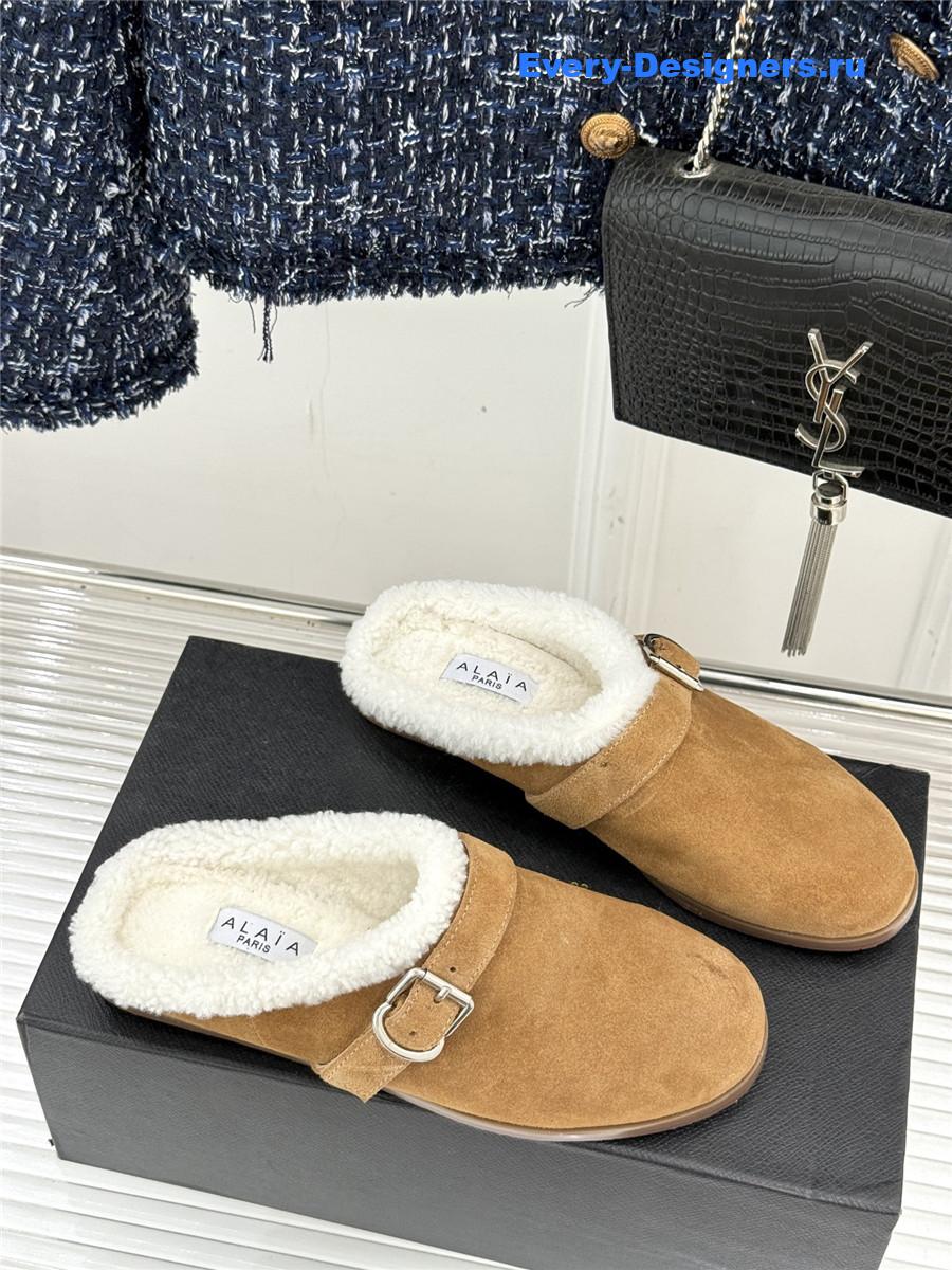 Alaia Brown Chrystie Shearling Mule