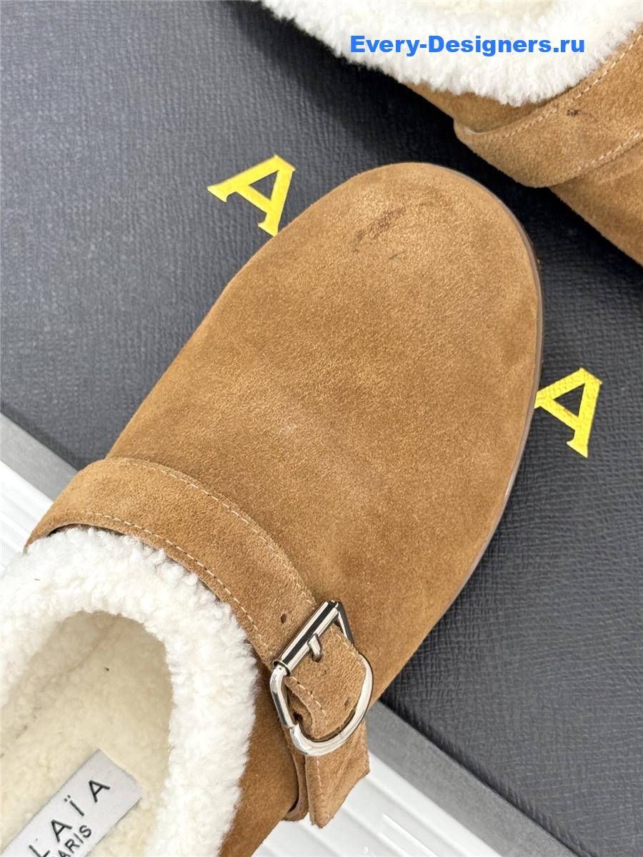 Alaia Brown Chrystie Shearling Mule